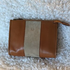 Dior Tan and Beige Monogram Lined Pouch